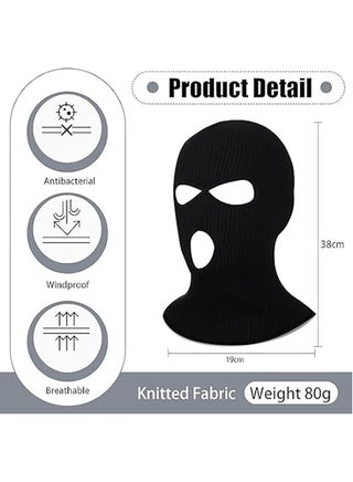 3 Hole Balaclava Full Face Mask Unisex Winter Neck Warm Knitted Balaclava Face Cover for Men Women Outdoor Sport Fishing Skiing One Size Fit All - view 2
